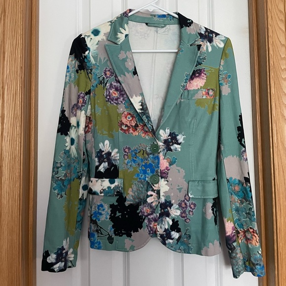 Etro Jackets & Blazers - ETRO Knit Blazer Floral Print Turquoise Size 42 US Size 6